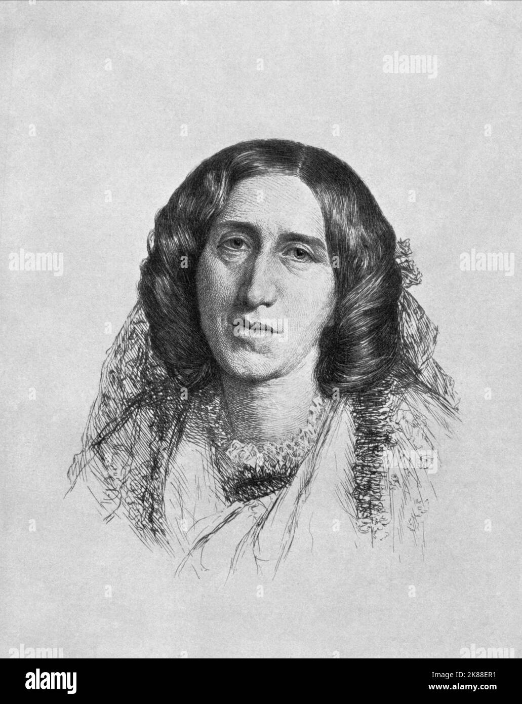 George Eliot (Mary Ann Evans) englischer Dichter und Journalist (1819-1880) / Mary Ann Evans (Pseudonym George Eliot) 01. Januar 1870 **WARNUNG** dieses Foto ist nur für redaktionelle Zwecke bestimmt und unterliegt dem Copyright der Film Company und/oder des von der Film or Production Company beauftragten Fotografen und kann nur durch Veröffentlichungen in Verbindung mit der Werbung für den oben genannten Film reproduziert werden. Es ist eine obligatorische Gutschrift an die Filmgesellschaft erforderlich. Der Fotograf sollte ebenfalls angerechnet werden, wenn er bekannt ist. Ohne schriftliche Genehmigung der Film Company kann keine kommerzielle Nutzung gewährt werden. Stockfoto
