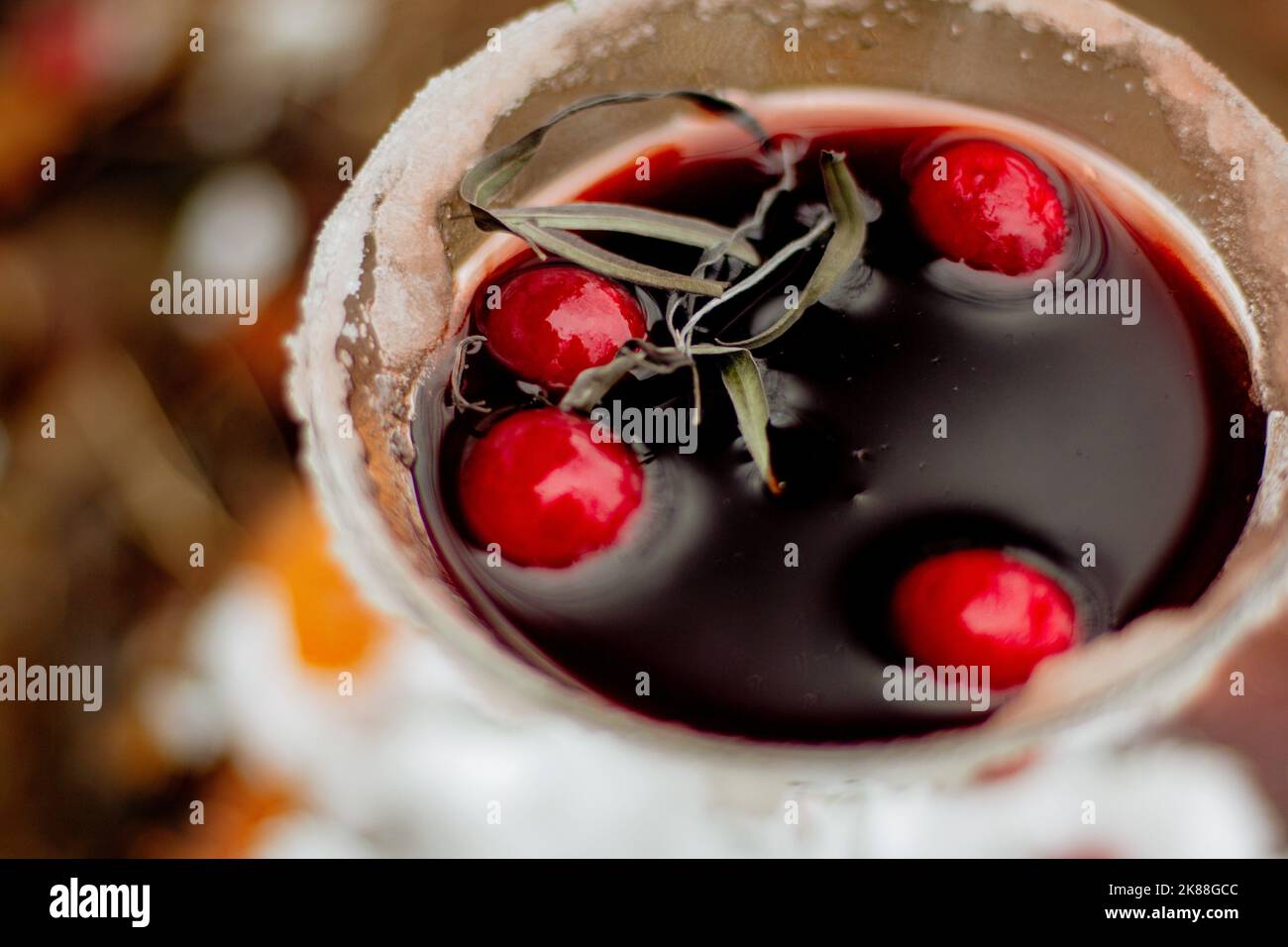 Frosted Cranberry Winter Drink Cocktail Stockfoto