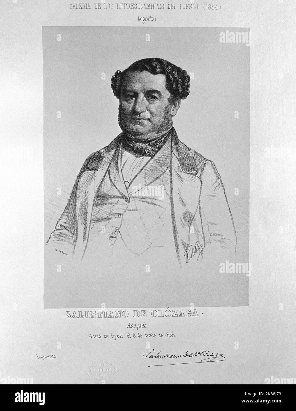 DE RETRATO DE SALUSTIANO OLOZAGA (1805/1873) - politisch ESPAÑOL PRESIDENTE DEL REGIERUNG. Stockfoto