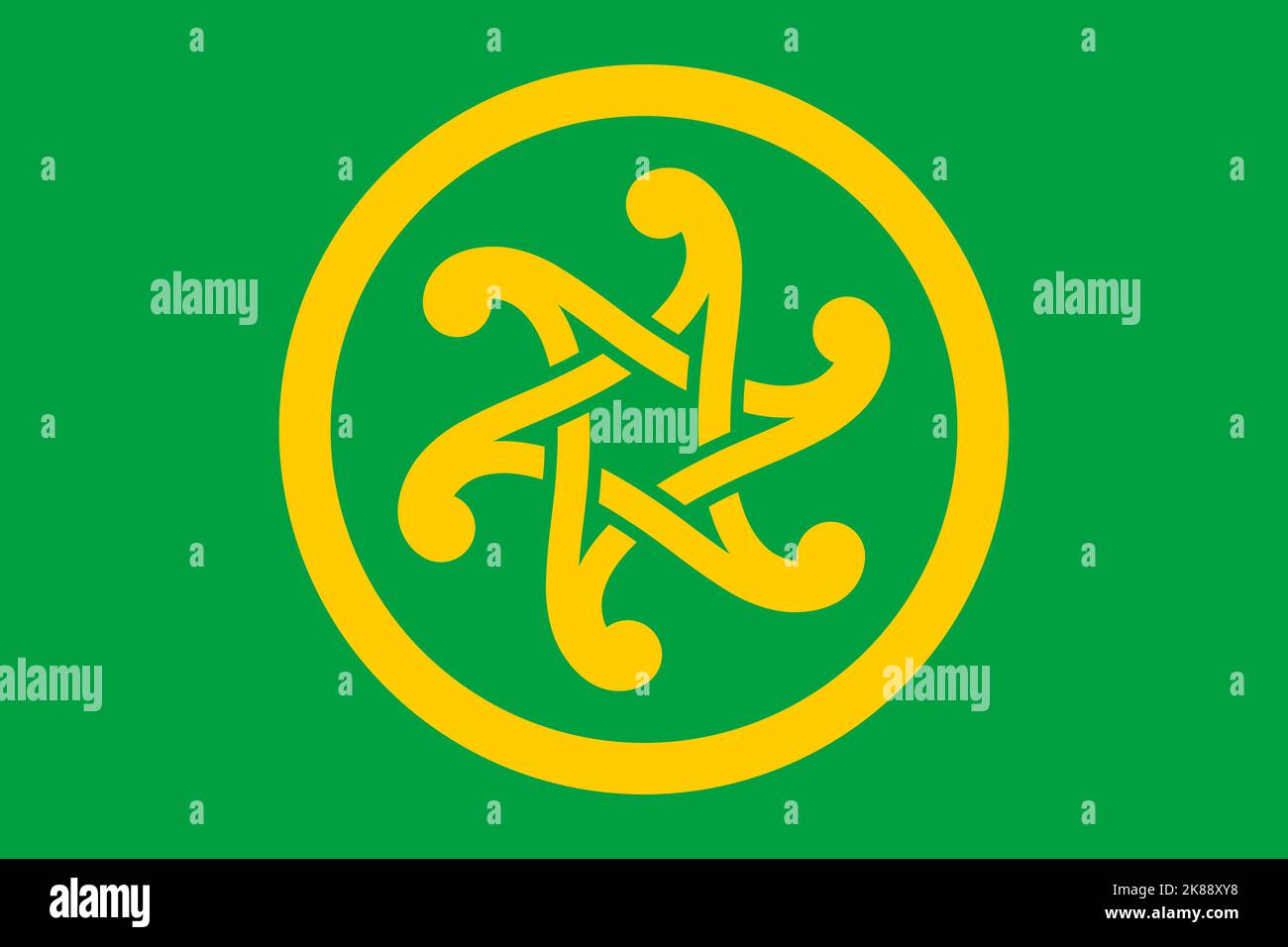 Flagge keltischer Völker Pan Celtic. Flagge, die ethnische Gruppe oder Kultur repräsentiert, regionale Behörden. Kein Fahnenmast. Ebenendesign, Layout Stockfoto