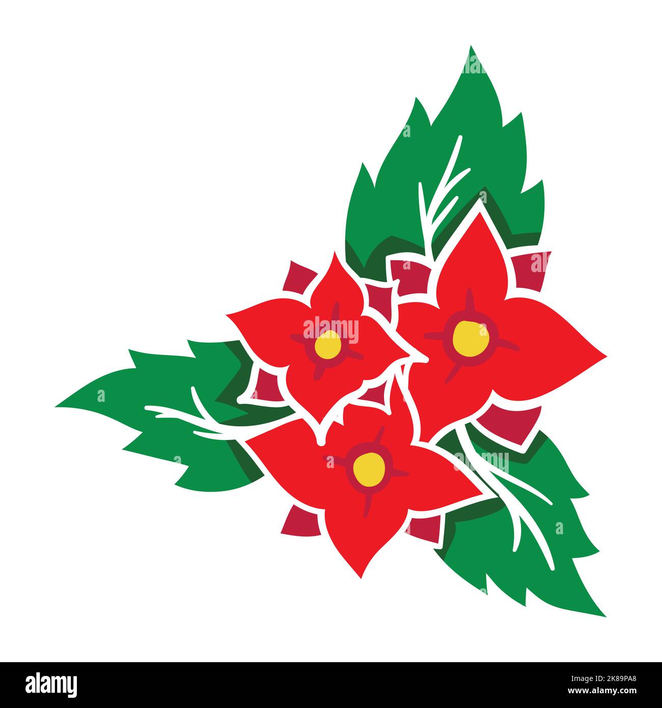 Weihnachtsstachelblätter mit roten Beeren Stock Vektor