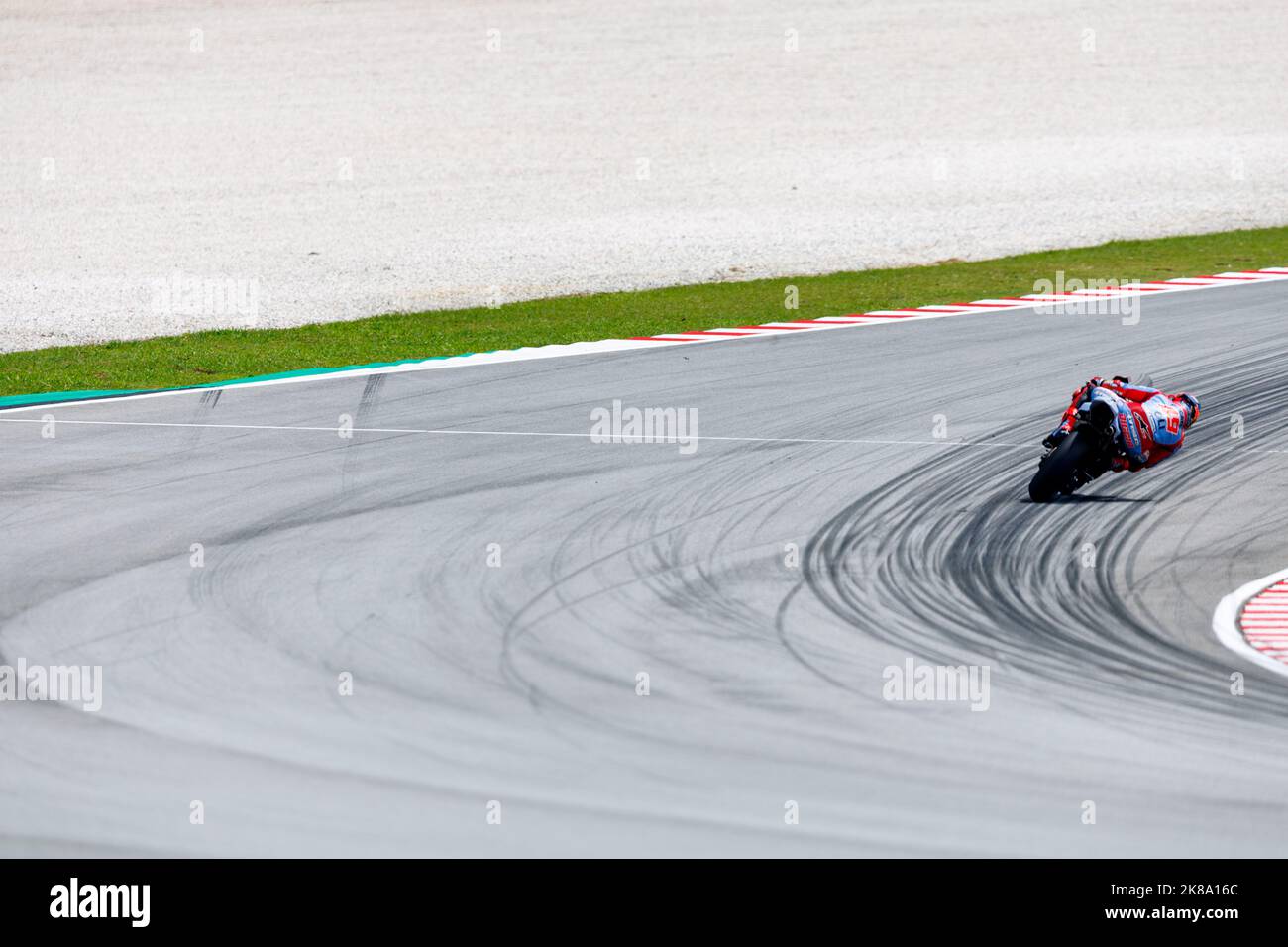 22.. Oktober 2022; Sepang International Circuit, Sepang, MALAYSIA: MotoGP von Malaysia, FP 3 und Qualifikation; Gresini Racing MotoGP-Fahrer Fabio Di Giannantonio beim freien Training 3 beim malaysischen MotoGP Stockfoto