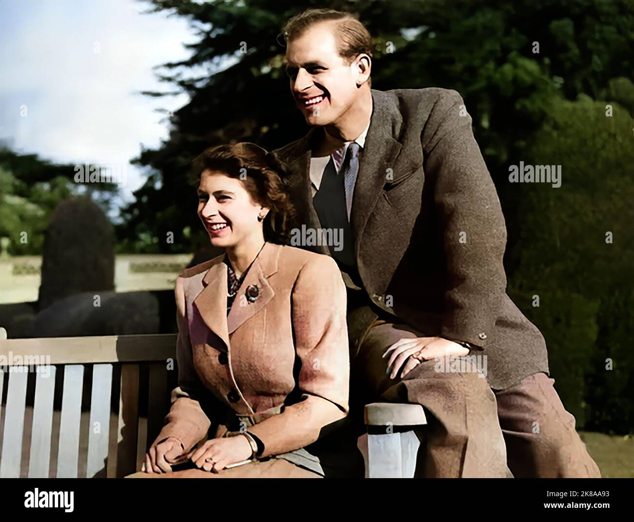 Elisabeth II. Mit ihrem geliebten Ehemann, Prinz Philip Stockfotografie