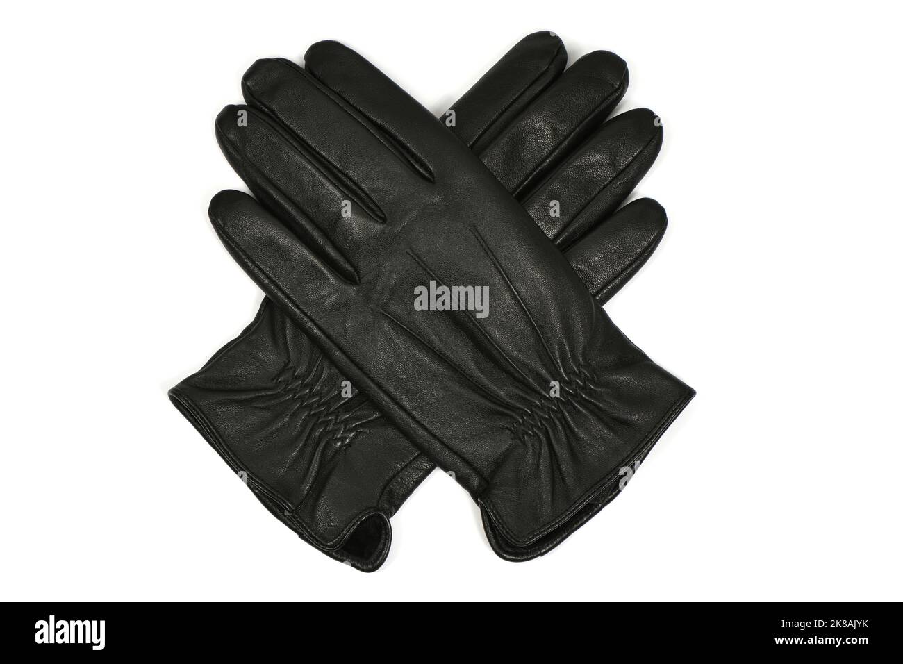 Lssige Lederhandschuhe isoliert auf weiem Hintergrund. Paar berkreuzte  Handschuhe. Hochauflsendes Foto. Volle Schrfentiefe Stockfotografie -  Alamy