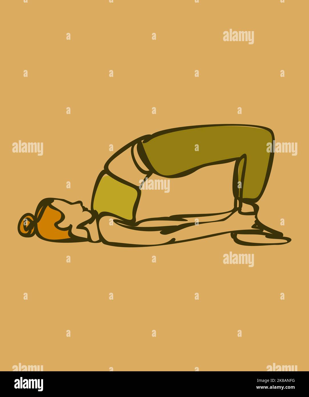Eine Frau, die Yoga macht. Darstellung der Vektorsilhouette Stock Vektor