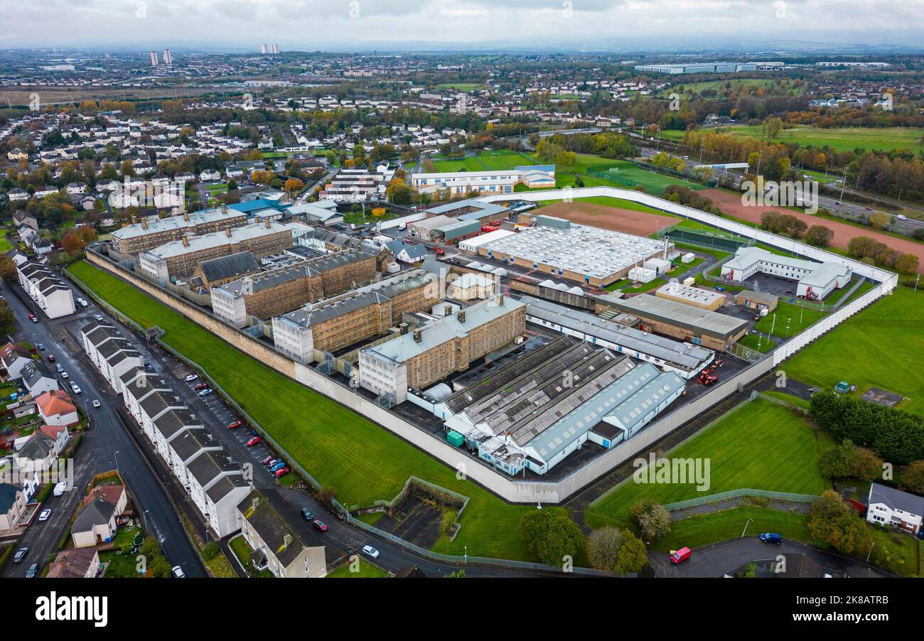 Luftaufnahme des Gefängnisses SPS Barlinnie in Riddrie, Glasgow, Schottland, Großbritannien Stockfoto