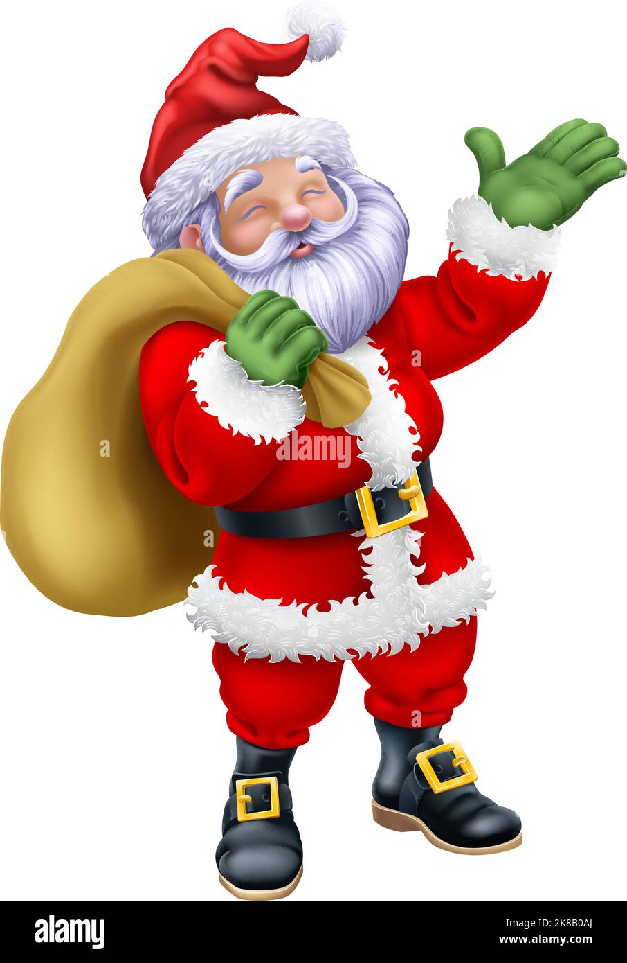 Cartoon Weihnachtsmann Vater Weihnachten und Geschenk Sack Stock Vektor