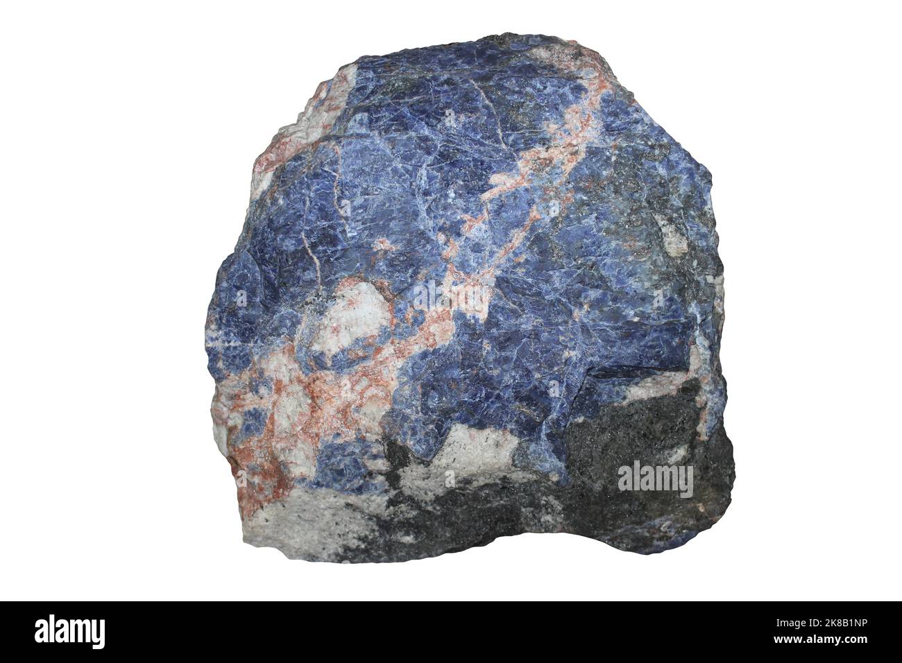 Sodalit - blaues Massiv mit Biotit und Feldspat Stockfoto
