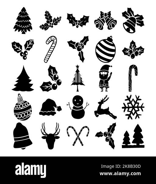 Set von Weihnachts-Design-Element in Doodle-Stil für weihnachten und glückliches neues Jahr Element Stock Vektor