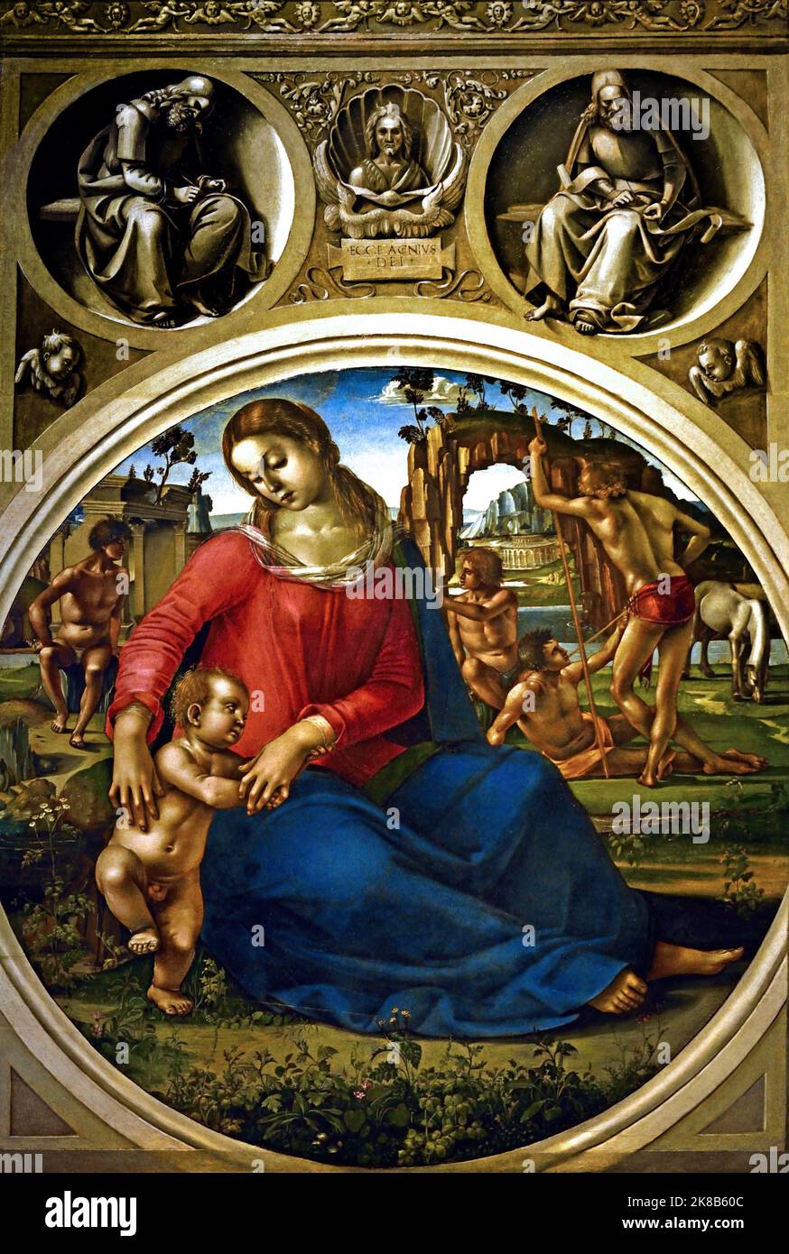 Madonna mit Kind und Propheten 1490 Luca Signorelli (1445-1523) war ein italienischer Renaissance-Maler Italien Stockfoto