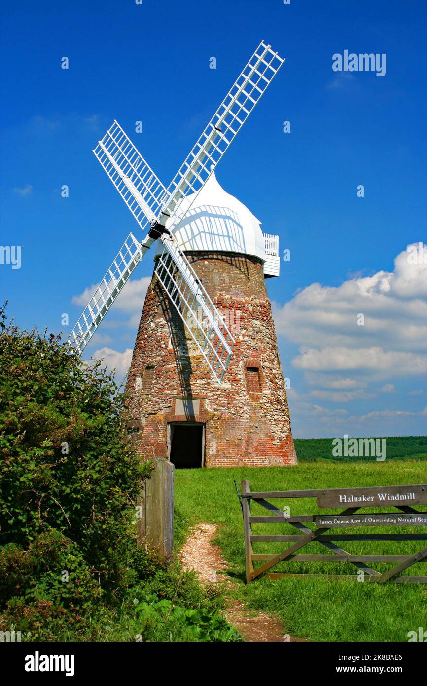 Halnaker Windmühle, West Sussex Stockfoto