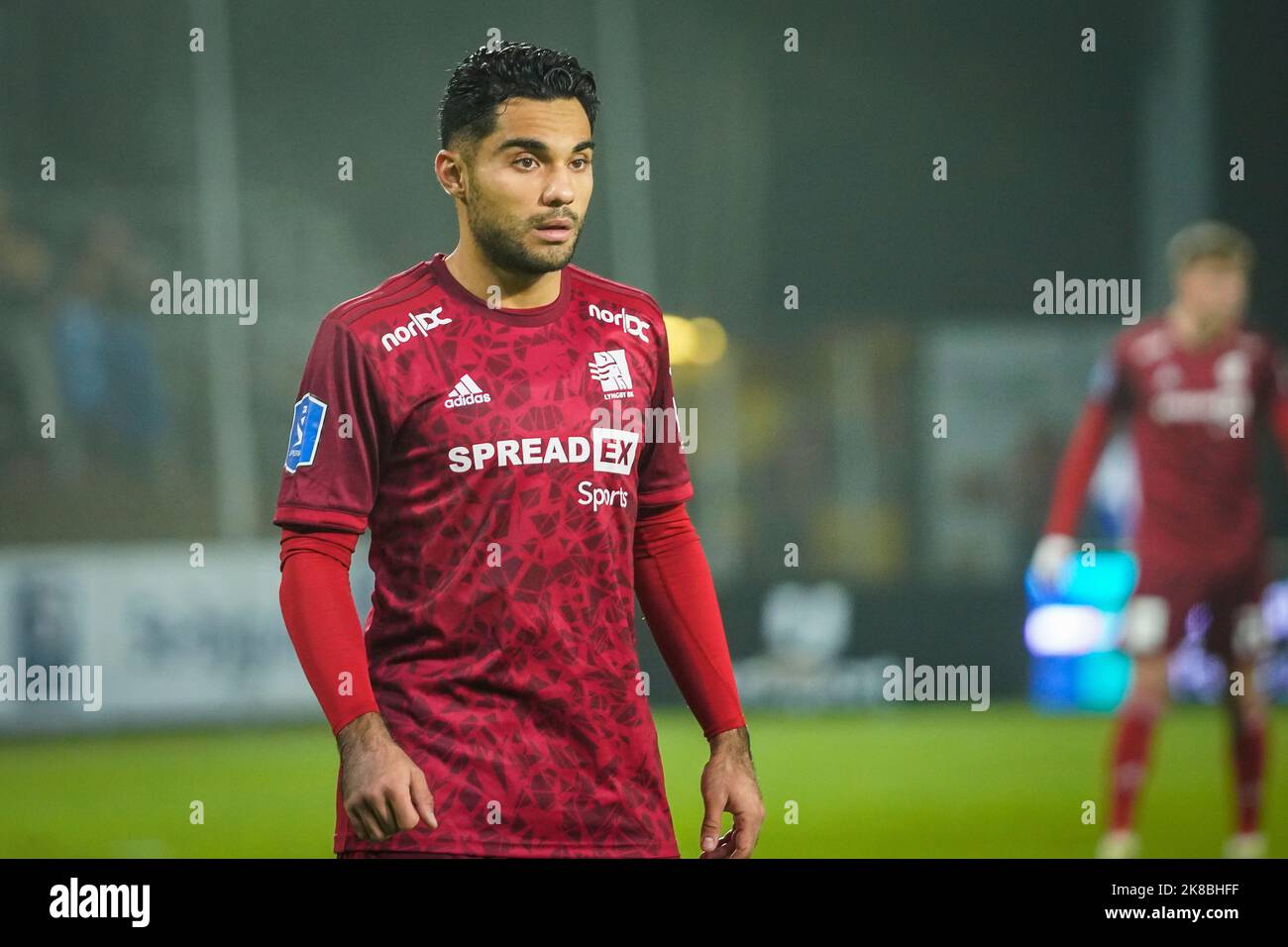 Odense, Dänemark. 21. Oktober 2022. Rezan Corlu (97) von Lyngby Boldklub wurde während des Superliga-Spiels 3F zwischen Odense Boldklub und Lyngby Boldklub im Nature Energy Park in Odense gesehen. (Foto: Gonzales Photo/Alamy Live News Stockfoto