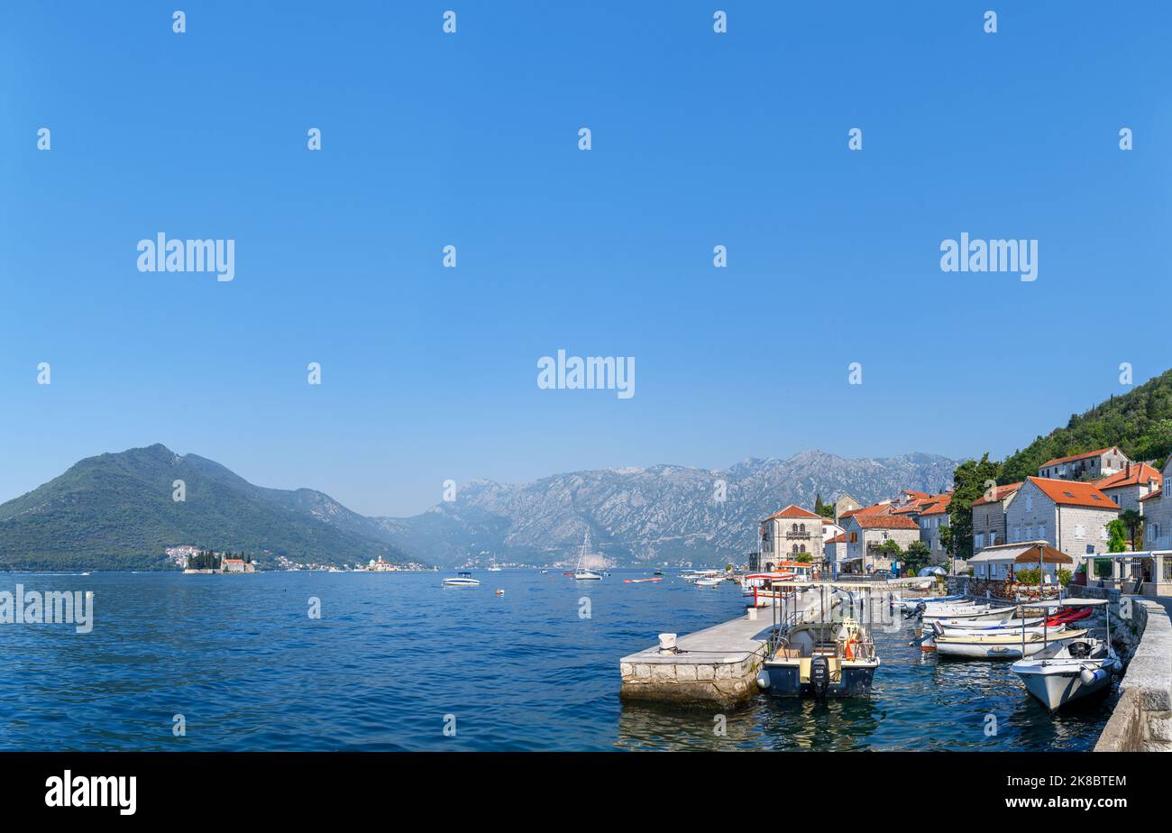 Bucht von Kotor. Waterfront in Perast, Montenegro Stockfoto