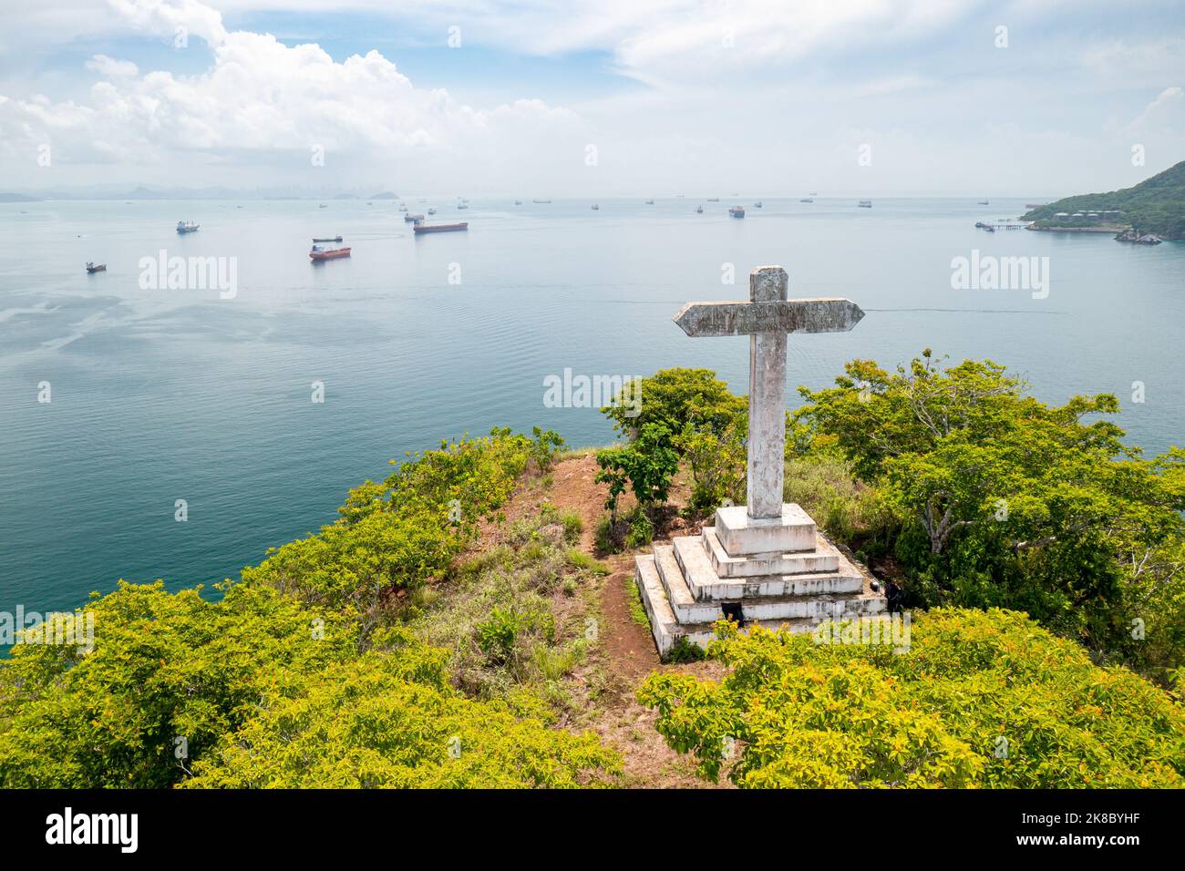 Luftansicht Der Taboga Island. Tropische Insel im Pazifik in der Nähe von Panama City, Panama. Stockfoto