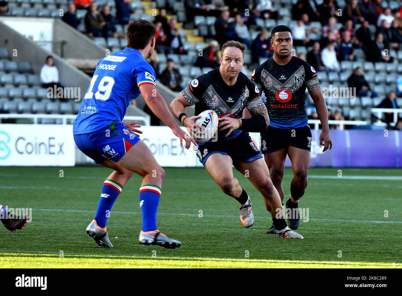 Newcastle, Großbritannien. 22. 2022. Oktober RLWC2021, Fidschi gegen Italien, Kingston Park, Newcastle, VEREINIGTES KÖNIGREICH. Fidschi gewann Italien mit einem Endergebnis von 60 - 4 Credit: Robert Chambers/Alamy Live News Stockfoto