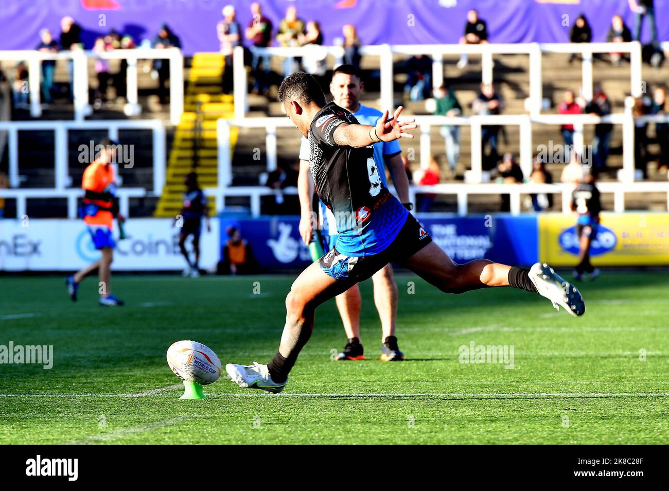 Newcastle, Großbritannien. 22. 2022. Oktober RLWC2021, Fidschi gegen Italien, Kingston Park, Newcastle, VEREINIGTES KÖNIGREICH. Fidschi gewann Italien mit einem Endergebnis von 60 - 4 Credit: Robert Chambers/Alamy Live News Stockfoto