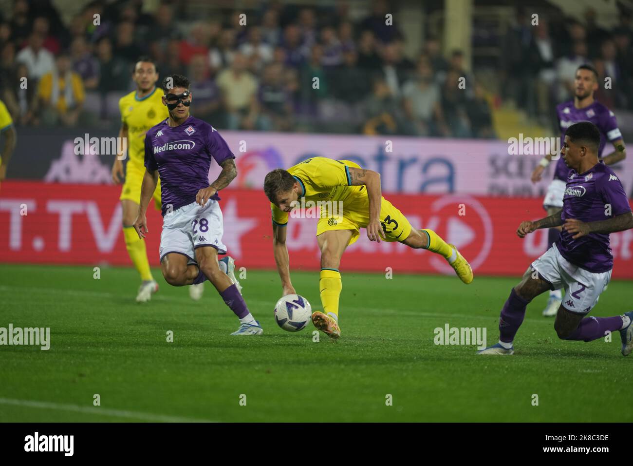 Firenzano, Italien. 22. Oktober 2022. Nicolò Barella erzielte sein Tor während des Fußballspiels der Serie A 2022/23 zwischen ACF Fiorentina und Inter FC am 22.. Oktober 2022 im Franchi-Stadion in Florenz, Italien. Foto Paolo Nucci/Insidefoto Credit: Insidefoto di andrea staccioli/Alamy Live News Stockfoto