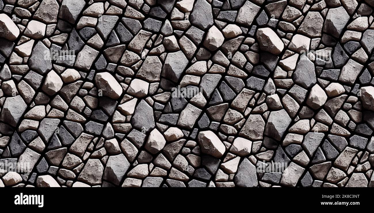 Dunkelgrauer Hintergrund von eckigen Steinen Stockfoto