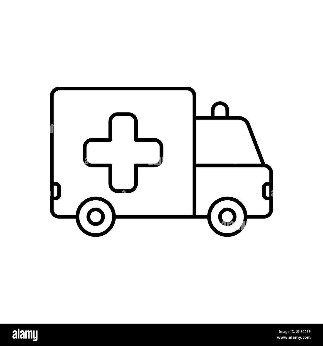 Ambulance Car Icon, behandeln Sie Notfälle mit einem Ambulanz. Stock Vektor