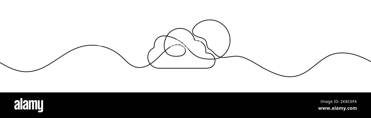 Kontinuierliche Linienzeichnung von Wolke und Sonne. Wetterkonzept. Hintergrund für einzeilige Zeichnung. Vektorgrafik. Stock Vektor