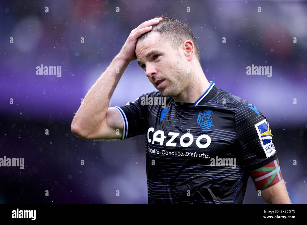 VALLADOLID, SPANIEN - 22. OKTOBER: Asier Illarramendi von Real Sociedad reagiert während des La Liga Santander-Spiels zwischen Real Valladolid und Real Sociedad am 22. Oktober 2022 in Jose Zorrilla in Valladolid, Spanien. Quelle: Ricardo Larreina/AFLO/Alamy Live News Stockfoto