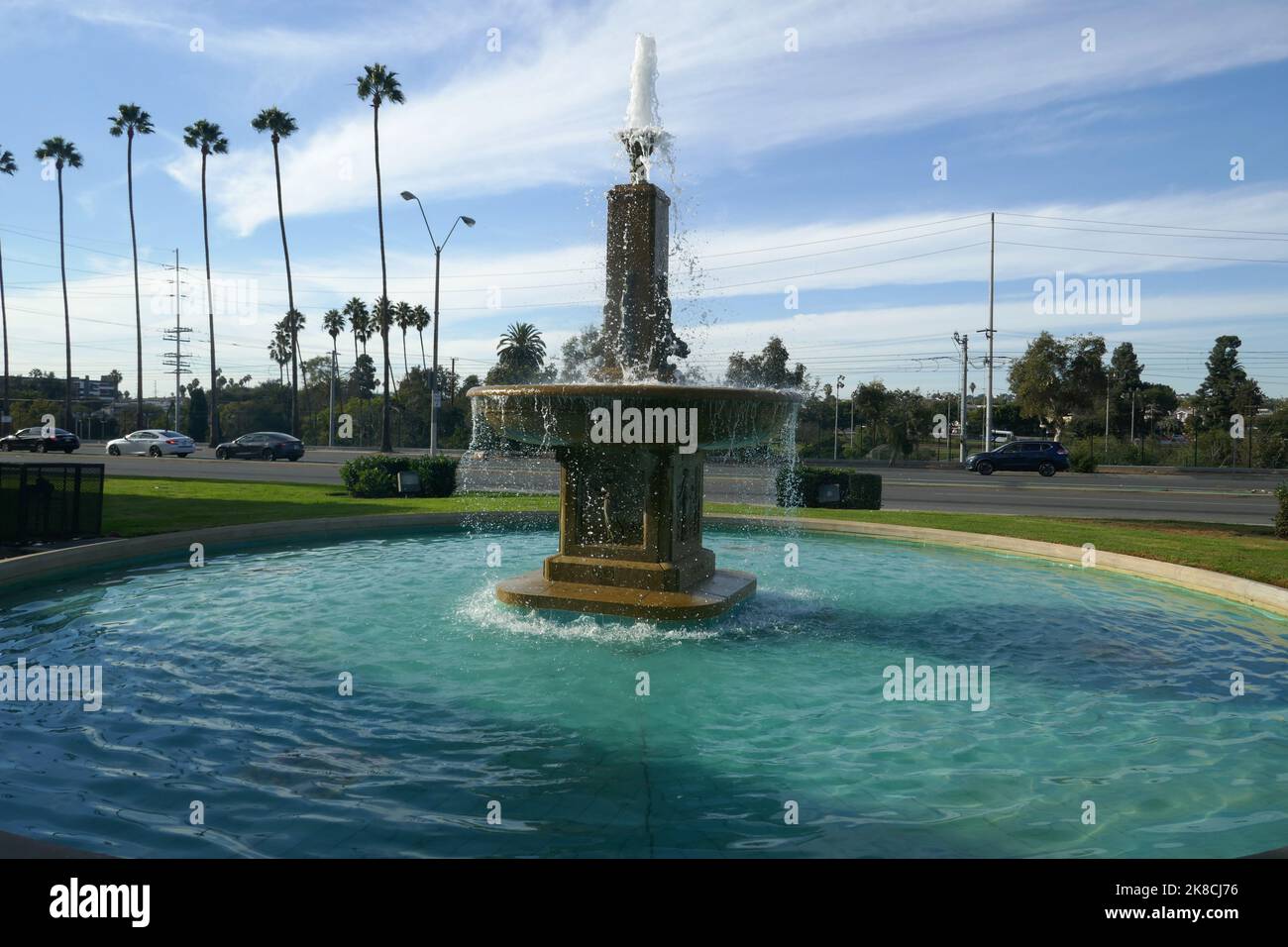 Inglewood, California, USA 19. October 2022 Brunnen auf dem Inglewood Park Friedhof am 19. Oktober 2022 in Inglewood, Los Angeles, Kalifornien, USA. Foto von Barry King/Alamy Stockfoto Stockfoto