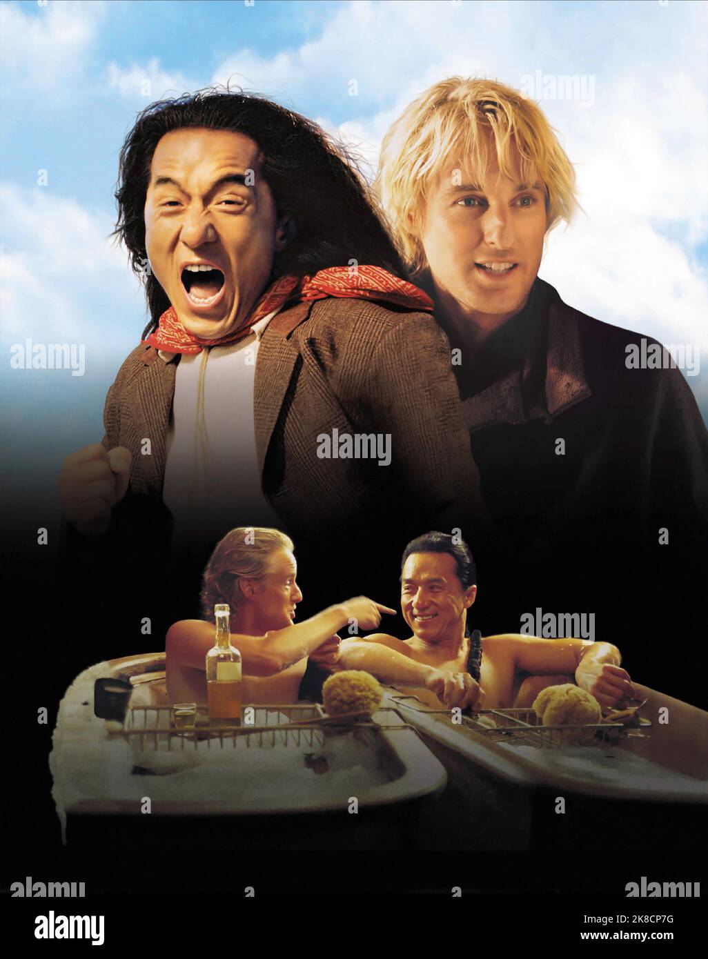 Jackie Chan & Owen Wilson Film: Shanghai Noon (USA/HK 2000) Charaktere: Chon Wang, Roy O'Bannon Regie: Tom Dey 19 May 2000 **WARNUNG** Dieses Foto ist nur für redaktionelle Zwecke bestimmt und unterliegt dem Copyright von TOUCHSTONE und/oder des Fotografen, der von der Film- oder Produktionsfirma beauftragt wurde, und kann nur von Publikationen im Zusammenhang mit der Bewerbung des oben genannten Films reproduziert werden. Ein obligatorischer Credit to TOUCHSTONE ist erforderlich. Der Fotograf sollte auch bei Bekanntwerden des Fotos gutgeschrieben werden. Ohne schriftliche Genehmigung der Film Company kann keine kommerzielle Nutzung gewährt werden. Stockfoto