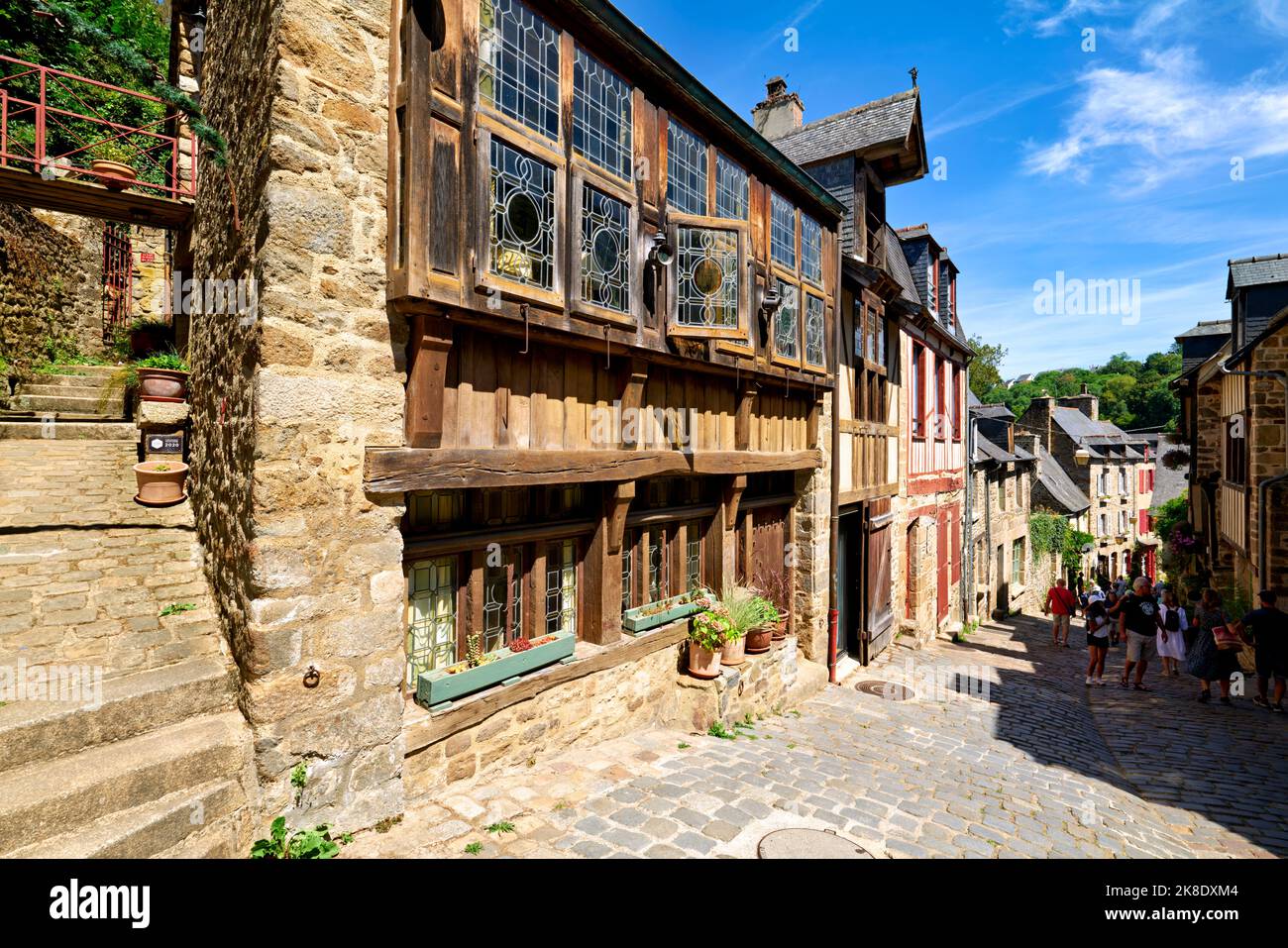 Dinan Bretagne Frankreich. Holzhäuser Stockfoto