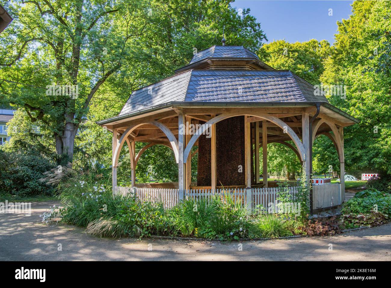 Abschlusshaus im Kurgarten, Bad Salzschlirf, Kurort, Osthessen, Hessen, Deutschland Stockfoto