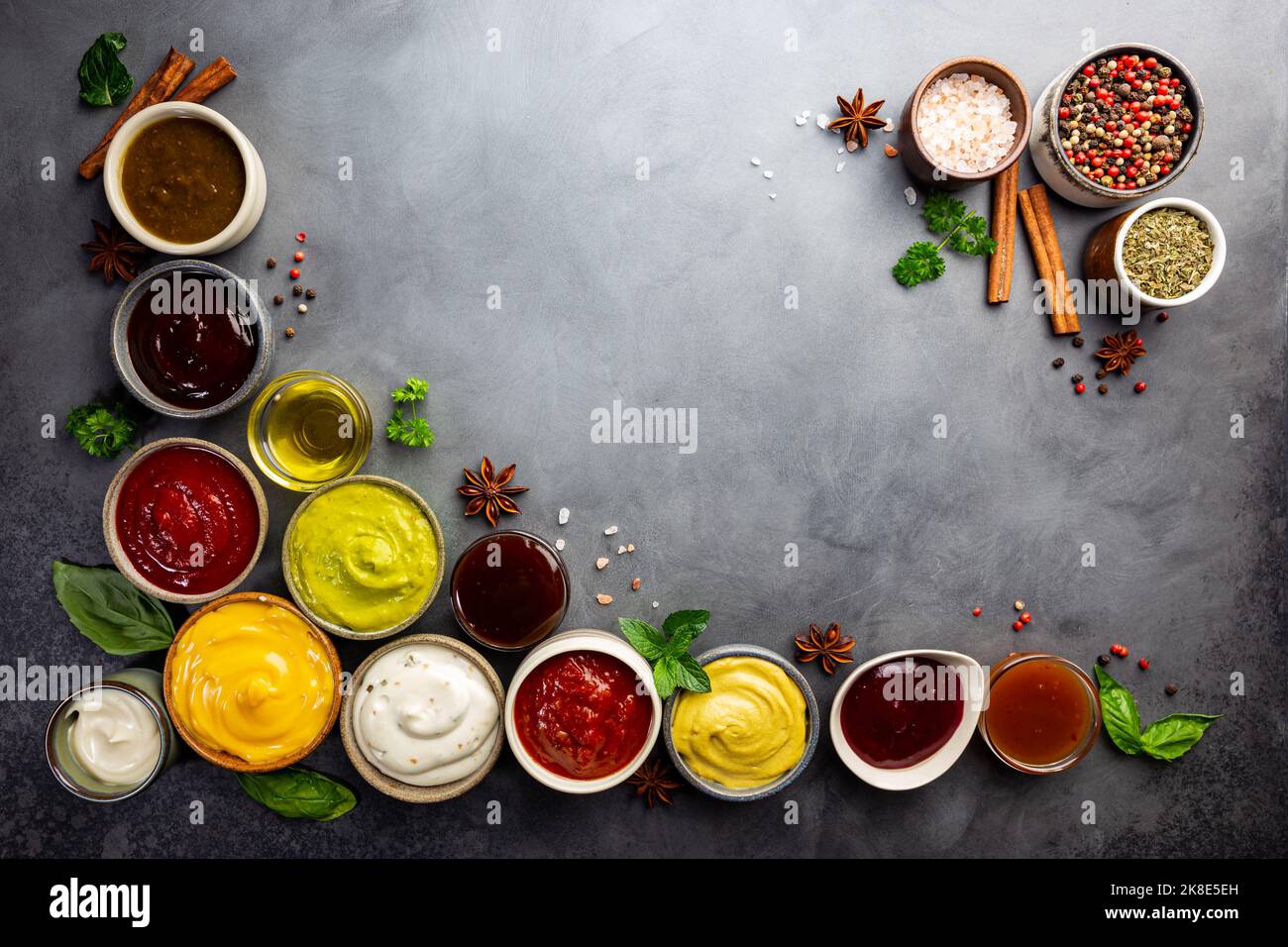 Set aus verschiedenen Dip-Saucen Stockfoto
