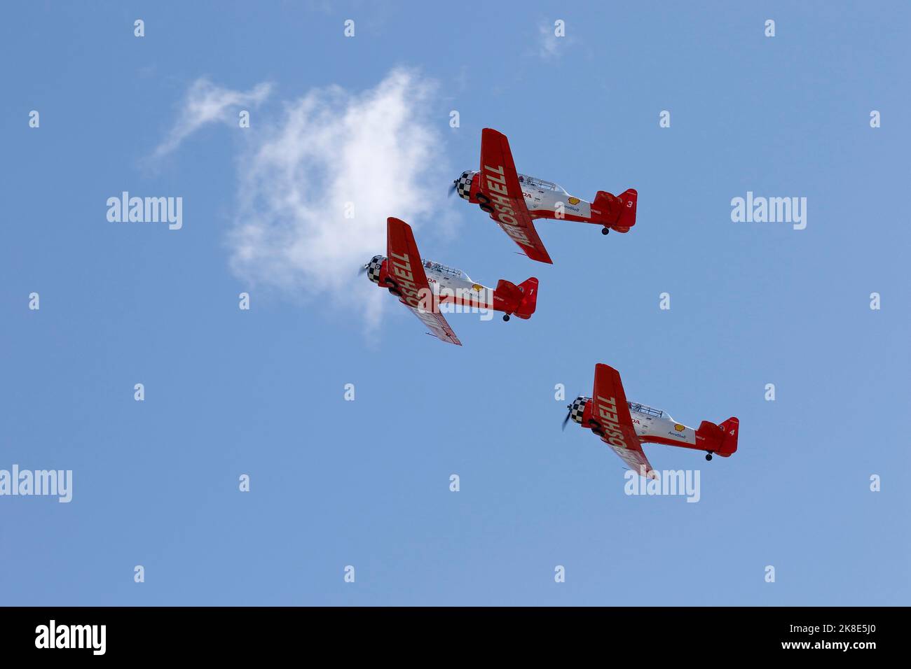 Nordamerikanische T-6 Texan Airplanes Demonstrationsflug, Airshow, Mirabel, Provinz Quebec, Kanada Stockfoto