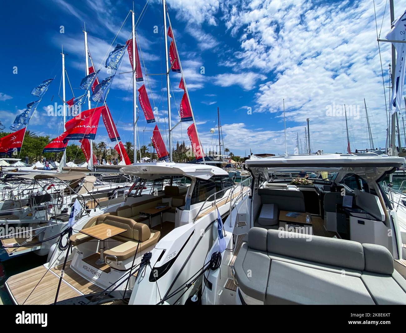 Palma internationale Bootsmesse von Luxusyachten in Palma de Mallorca, Balearen, Spanien Stockfoto
