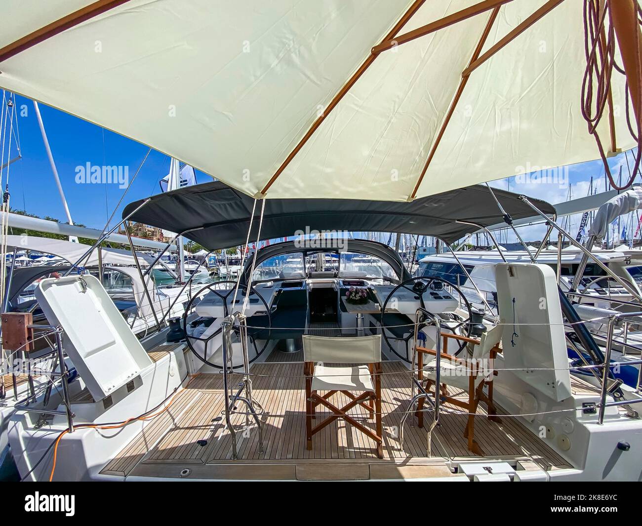 Palma internationale Bootsmesse von Luxusyachten in Palma de Mallorca, Balearen, Spanien Stockfoto