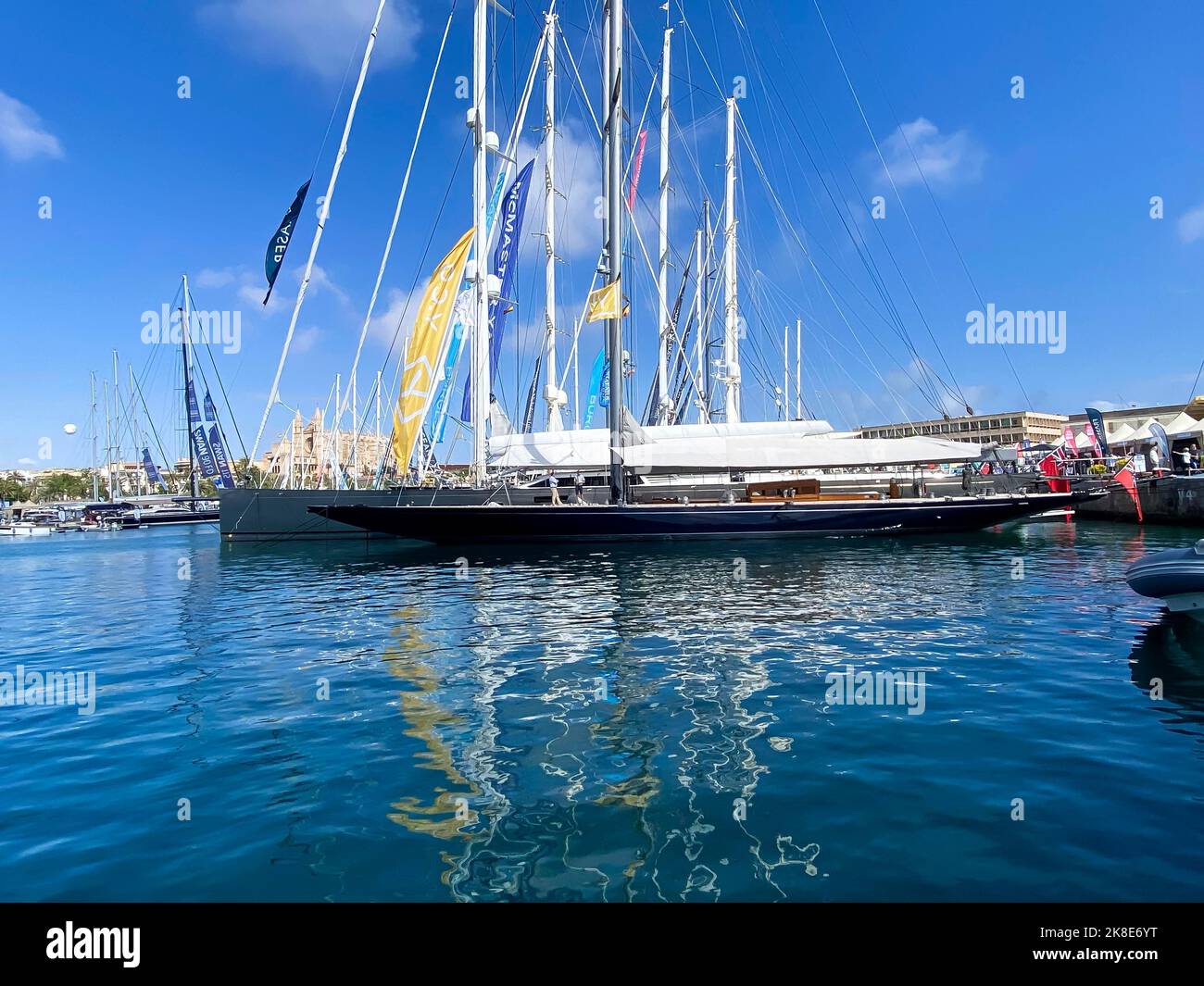Palma internationale Bootsmesse von Luxusyachten in Palma de Mallorca, Balearen, Spanien Stockfoto