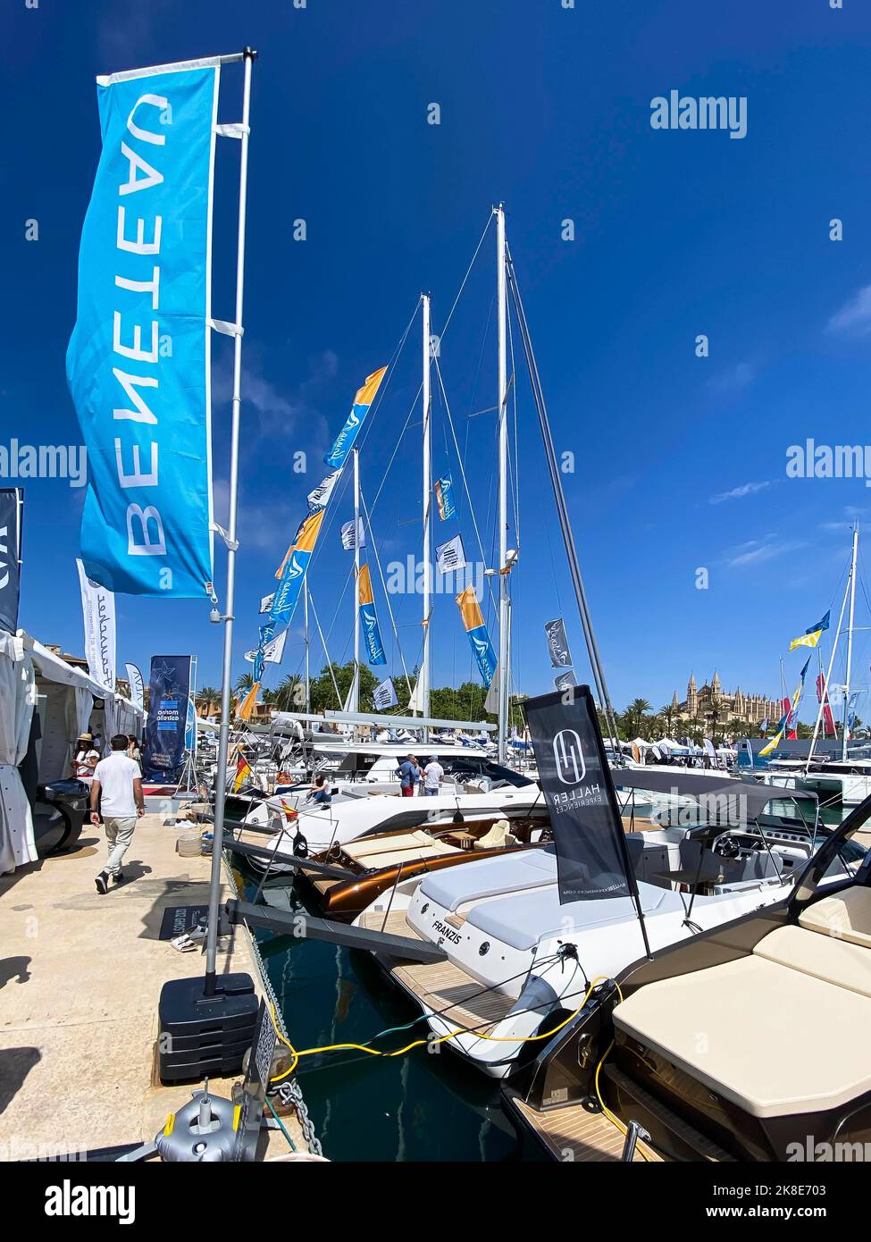 Palma internationale Bootsmesse von Luxusyachten in Palma de Mallorca, Balearen, Spanien Stockfoto