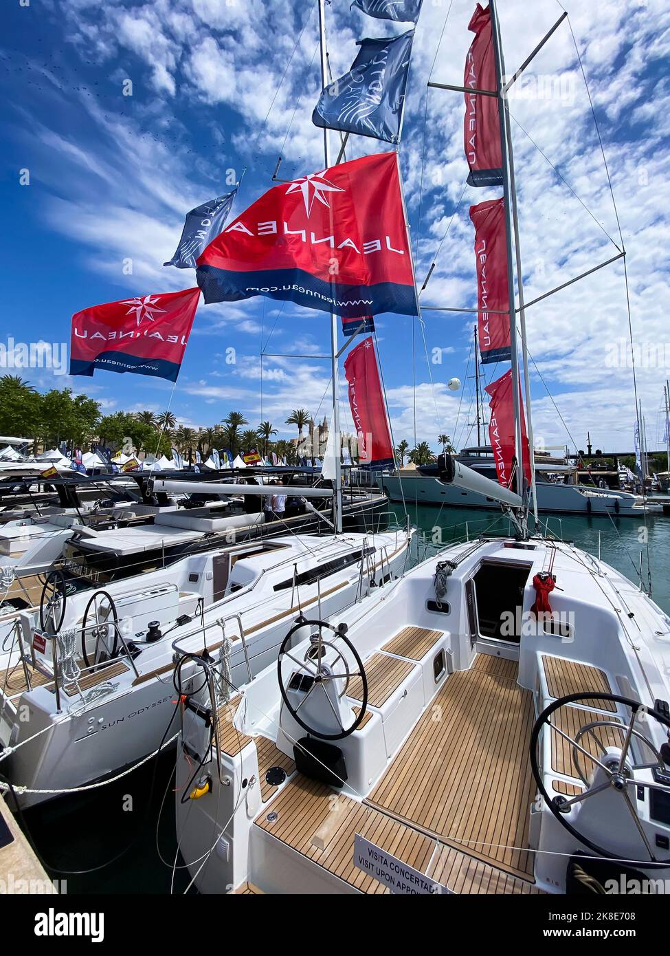 Palma internationale Bootsmesse von Luxusyachten in Palma de Mallorca, Balearen, Spanien Stockfoto