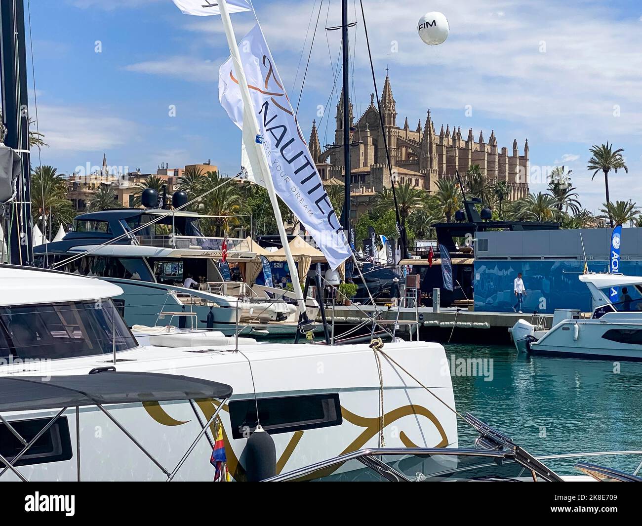 Palma internationale Bootsmesse von Luxusyachten in Palma de Mallorca, Balearen, Spanien Stockfoto