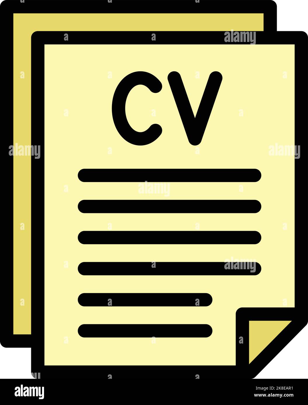 Umrissvektor für CV-Dokumentsymbol. Interview durchsuchen. Karriere fortsetzen Stock Vektor