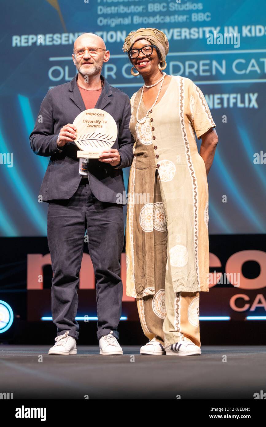 Cannes, Frankreich, Oktober 19 2022, Gewinner der Diversify TV Awards bei der MIPCOM 2022 - The World’s Entertainment Content Market © Ifnm Press Stockfoto