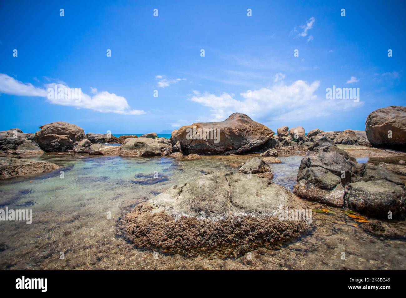 Eine verlassene Anse Glacis, Mahe, Seychellen. Stockfoto