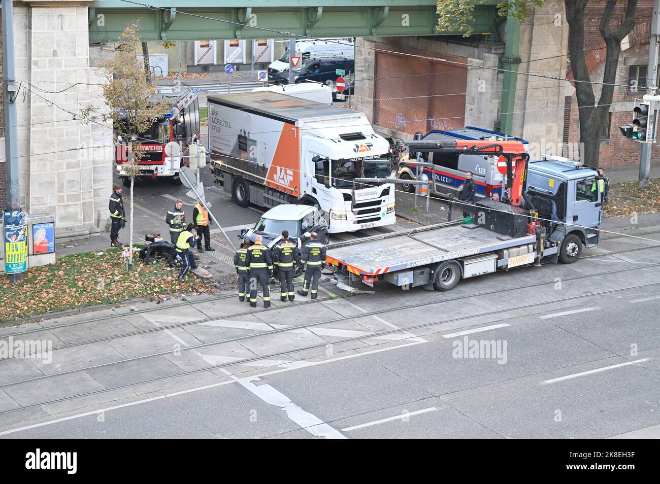 Wien, Österreich. 21 Okt 2022. Unfall in Wien Stockfoto