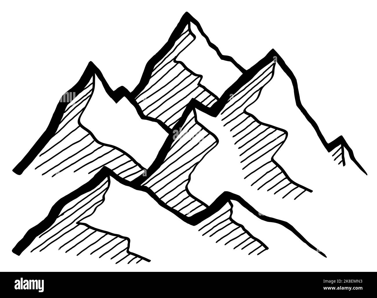 Berge Grafik schwarz weiß Landschaft Skizze Illustration Vektor Stock Vektor