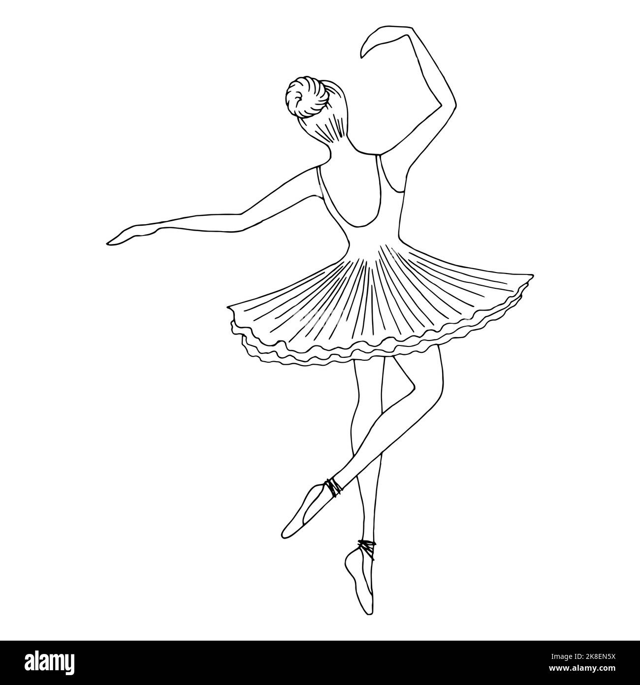 Ballerina Tänzerin Grafik schwarz weiß isoliert Skizze Illustration Vektor Stock Vektor