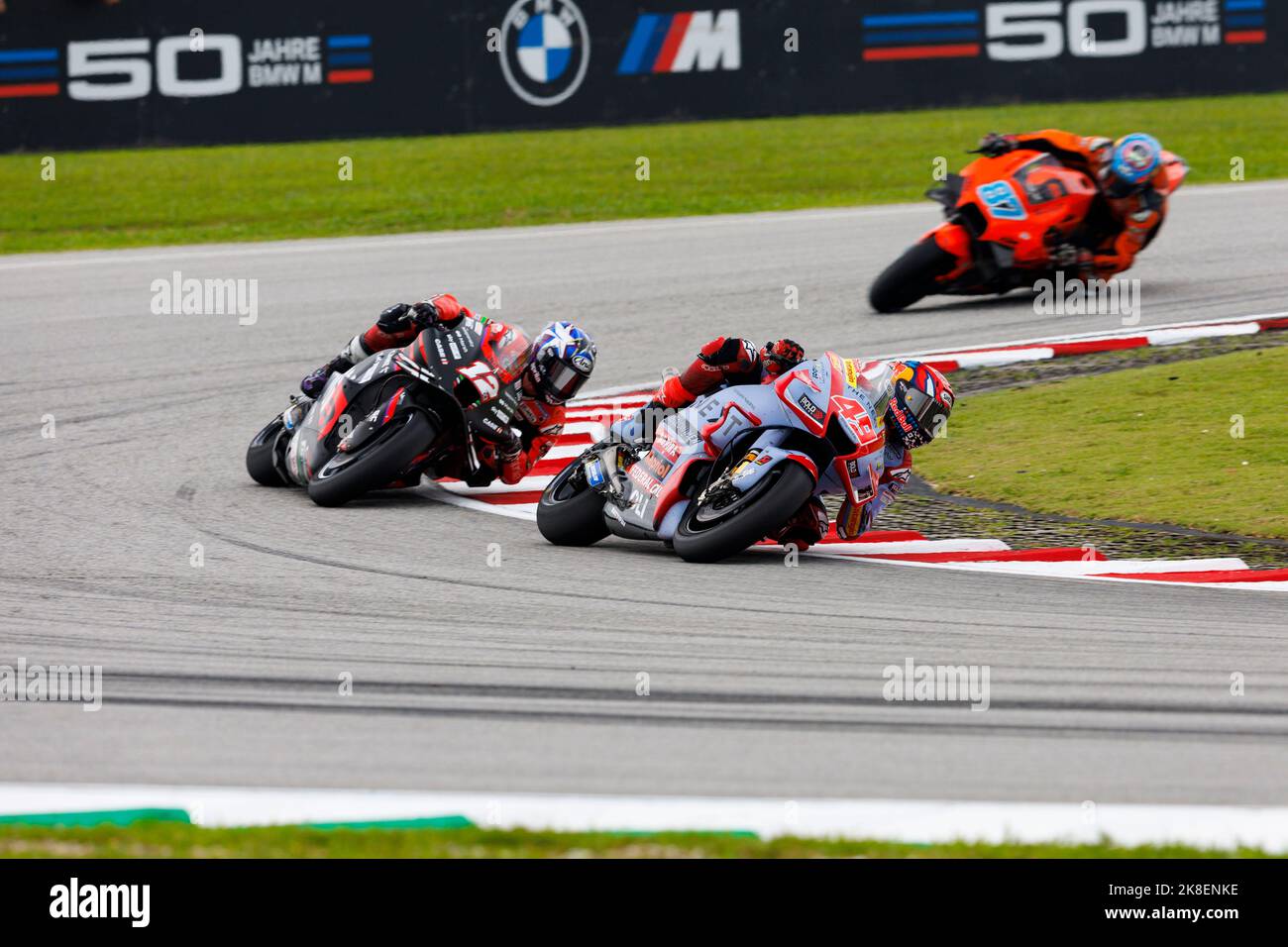 23.. Oktober 2022; Sepang International Circuit, Sepang, MALAYSIA: MotoGP von Malaysia, Renntag: Gresini Racing MotoGP-Fahrer Fabio Di Giannantonio während des Rennens beim malaysischen MotoGP Stockfoto