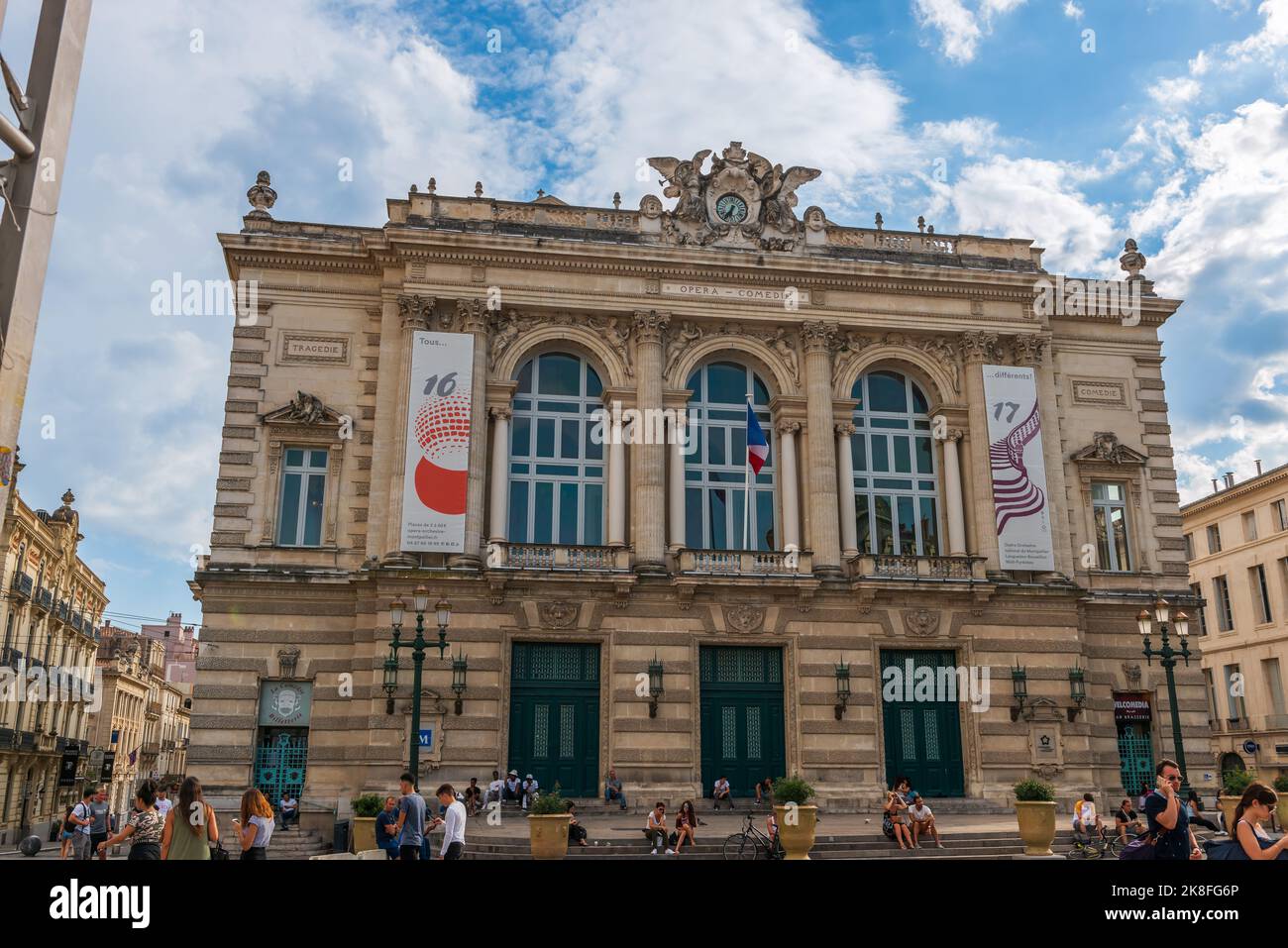 Fassade des Operntheaters, Comedy-Platz, in Montpellier, okzitanie, Frankreich Stockfoto