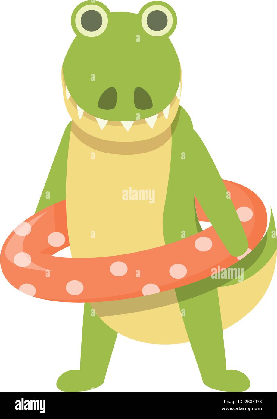 Alligator mit aufblasbarem Ring Symbol Cartoon-Vektor. Dschungelreptil. Entzückendes Maskottchen Stock Vektor