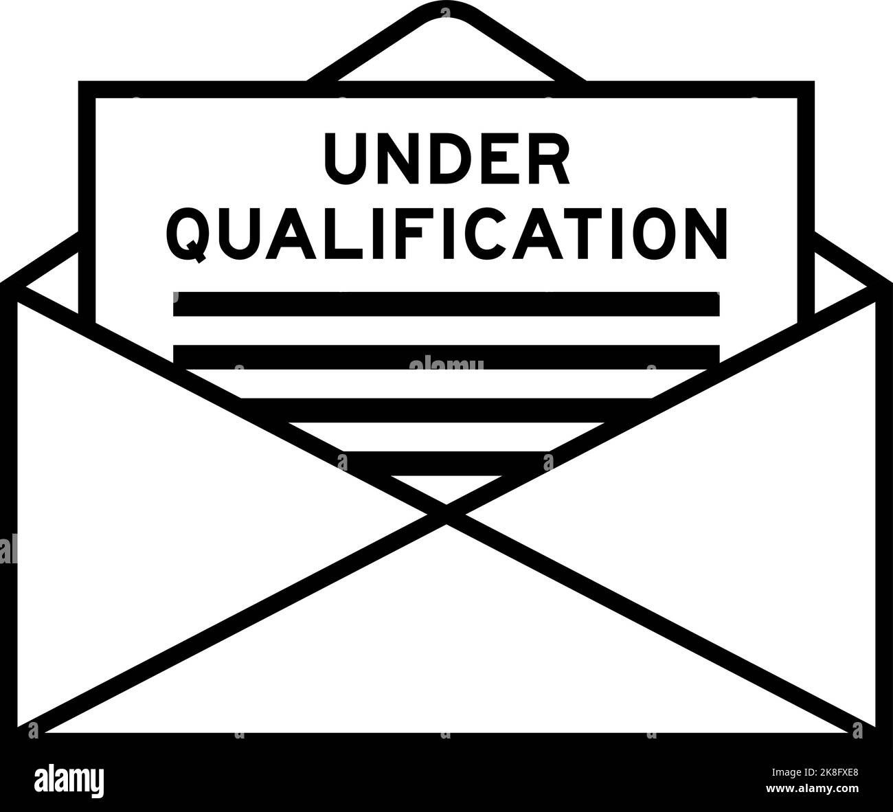 Umschlag und Briefzeichen mit Wort unter Qualifikation als Überschrift Stock Vektor
