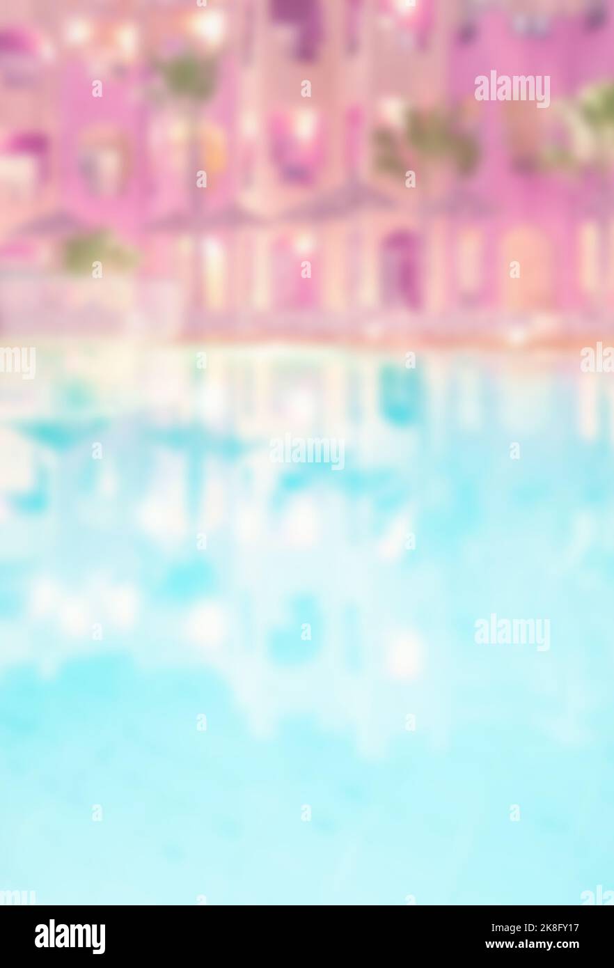 Verschwommenes Bild einer Schwimmbadnacht, abstrakter Hintergrund. Stockfoto