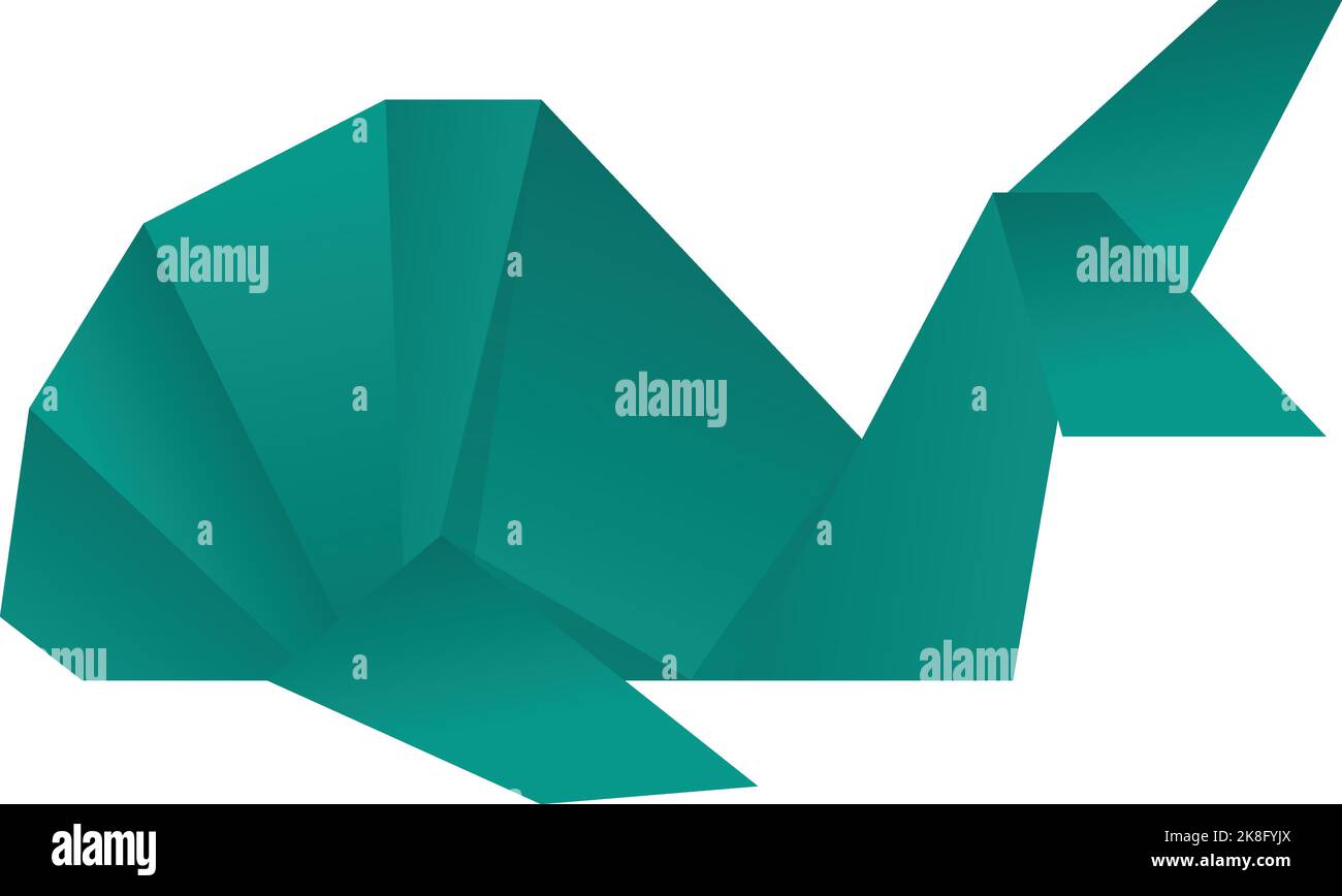 Origami Whale Symbol Cartoon-Vektor. Kunstpapier. Tierisches Origami Stock Vektor