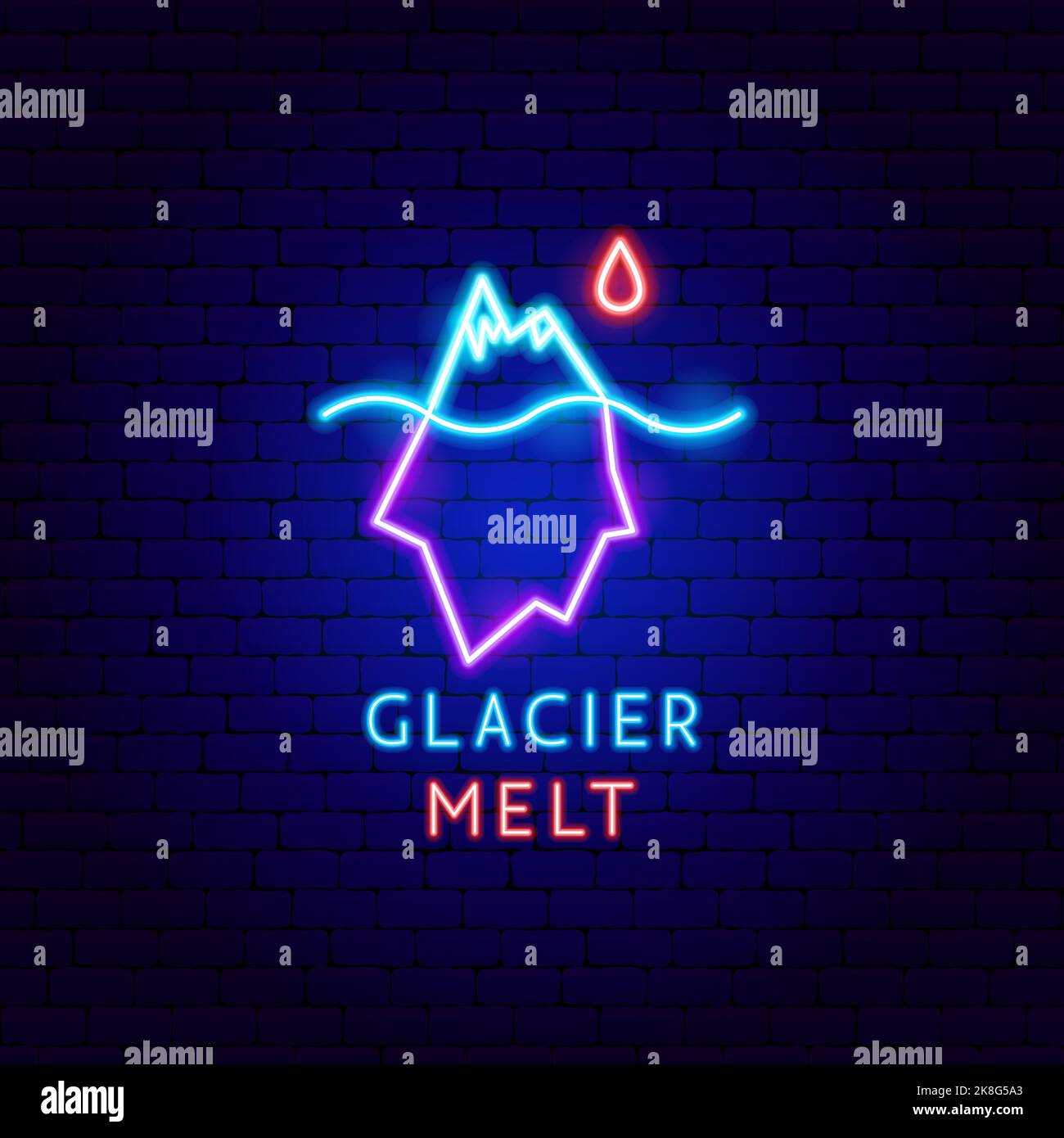 Glacier Melt Neon-Etikett Stock Vektor